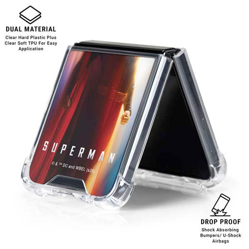 Superman 2025 Man of Steel Ascension Heroic Glow Galaxy Z Flip6 Clear Case